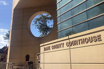 The exterior of the Dane County Courthouse in Madison, Wis.
